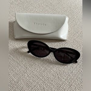 Shevoke Black Oval Sunglasses